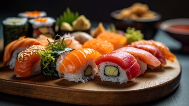 Une assiette de sushis aux saveurs variées