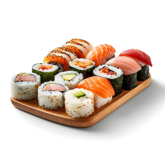 Une assiette de sushis avec le mot sushi dessus