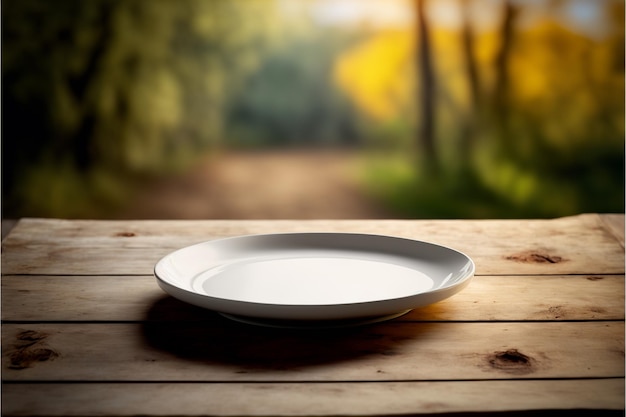 Photo assiette sur une table en bois images d'illustration