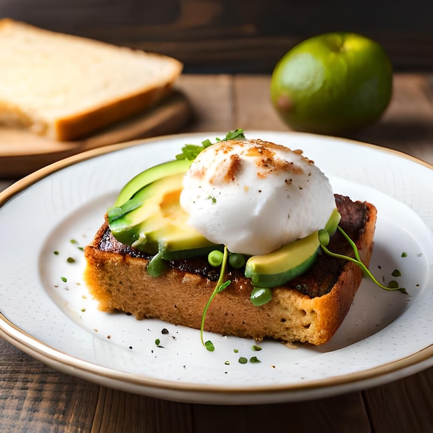 Une assiette de toasts à l'avocat avec un œuf poché sur le dessus