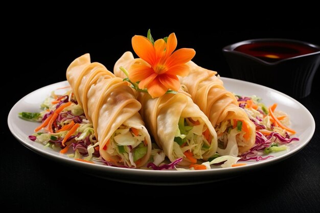 Photo une assiette de tortillas avec une fleur dessus