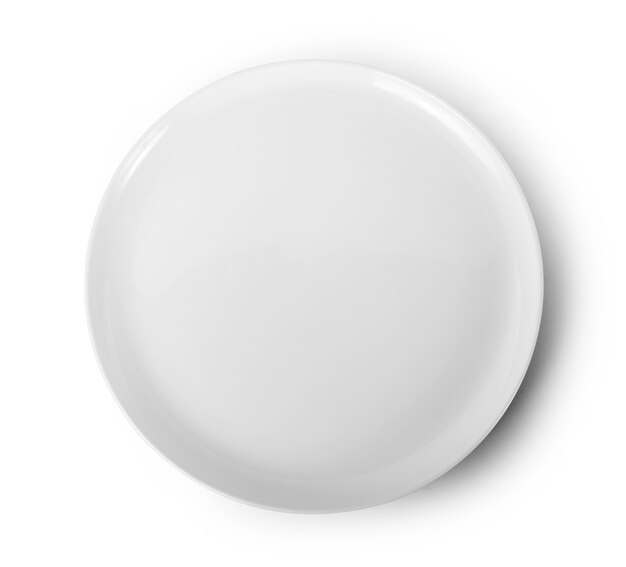 assiette vide isolé sur fond blanc