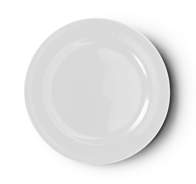 assiette vide isolé sur fond blanc