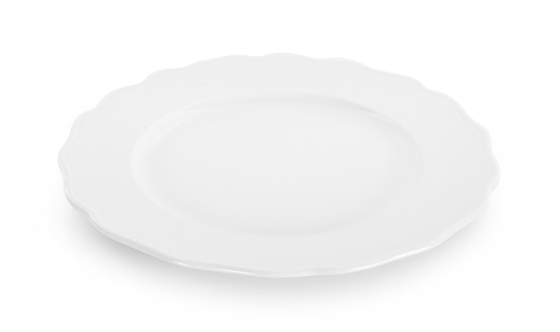 assiette vide isolé sur fond blanc