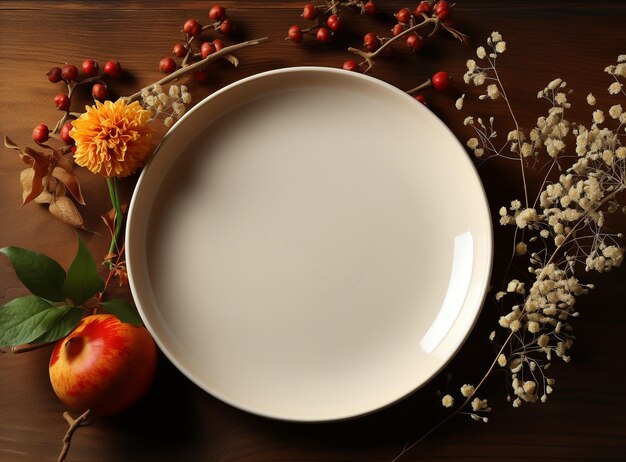 Photo des assiettes de thanksgiving avec une assiette pour le dîner de thanksgiving sur un fond de toile coloré