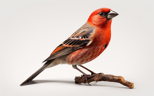 Assis un banc d'arbre Finch oiseau coloré isolé sur fond blanc