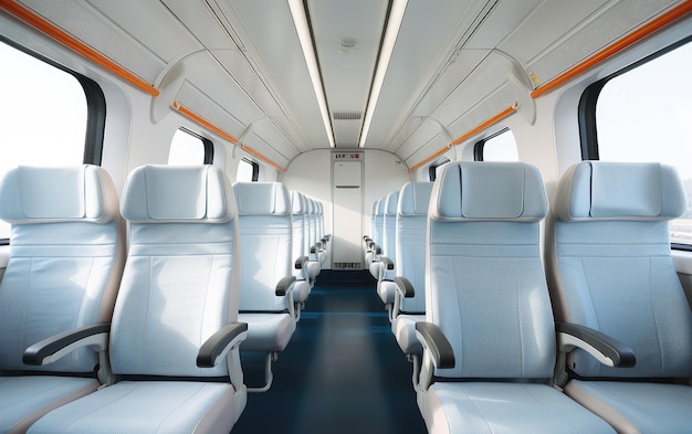 Assise intérieure de train attrayante isolée sur fond blanc