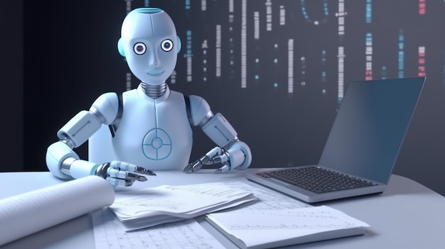 Assistant virtuel 3D intelligent AI Chatbot travaillant pour la croissance des entreprises