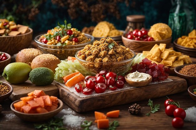 assortiment d'aliments surgelés sur la table