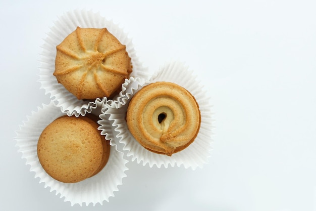 Assortiment de biscuits au beurre danois pris d'en haut