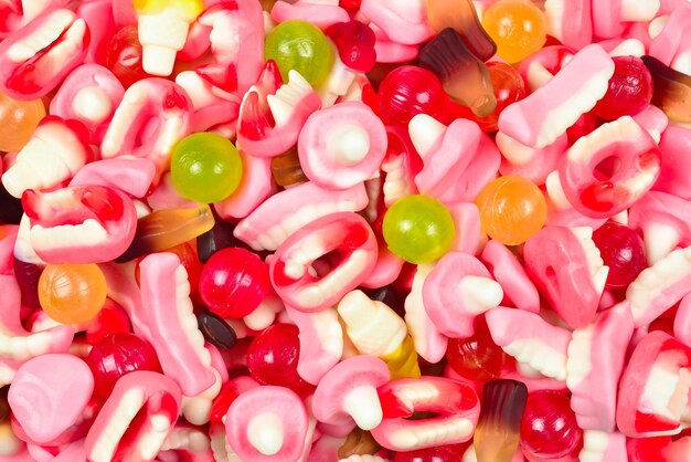 Assortiment de bonbons gélifiés Vue de dessus Bonbons à la gelée