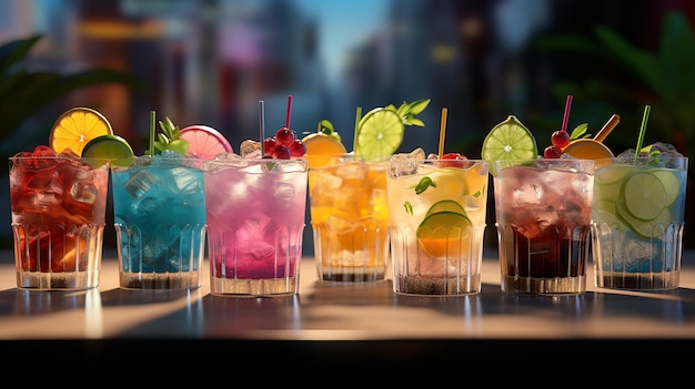 Assortiment de cocktails sans alcool créés avec generative ai generative ai
