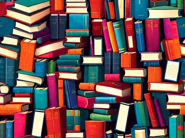 Photo un assortiment coloré de livres avec des dessins de couvertures différents ai_generated