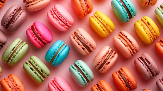 Photo un assortiment coloré de macaroons exposés