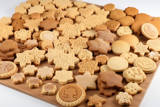 Assortiment de cookies sur fond blanc Generative AI