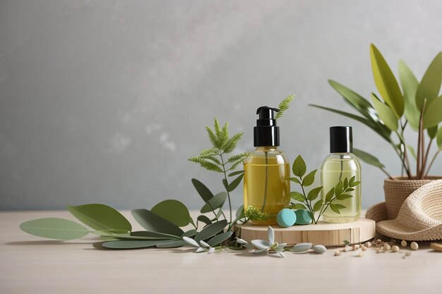 Photo assortiment de cosmétiques naturels avec des plantes