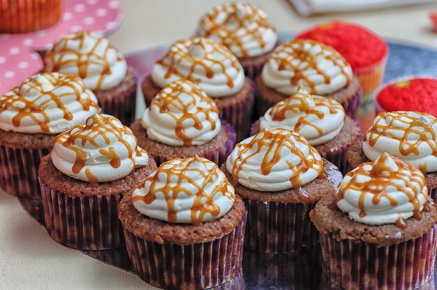 Assortiment de cupcakes au caramel