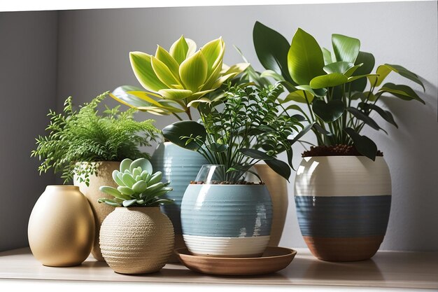 Assortiment de décoration de plantes d'intérieur en vase