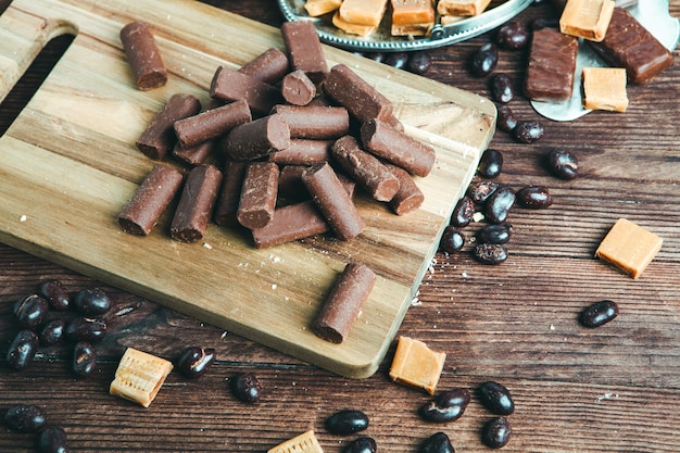 Assortiment de délicieux fond de bonbons au chocolat