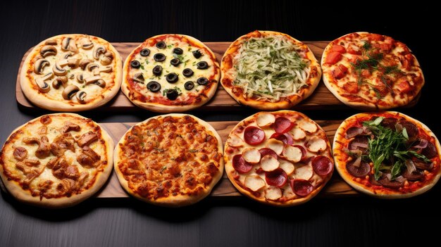 Assortiment de différents types de pizza