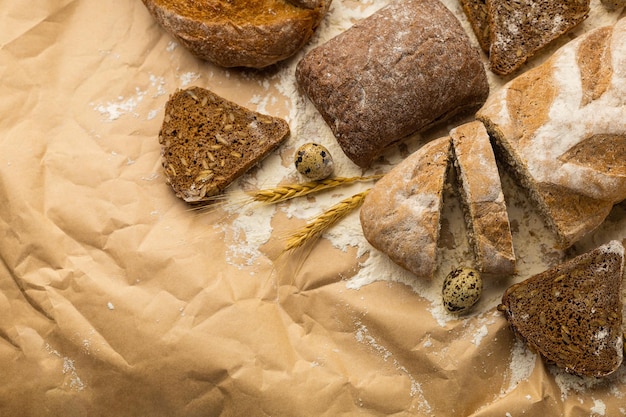 Assortiment de fond de produits de boulangerie seigle sans gluten