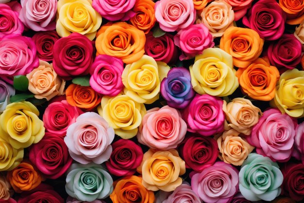 Assortiment de fond de roses colorées