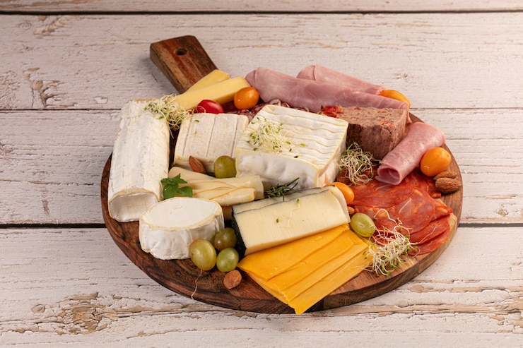Photo assortiment de fromages et charcuterie