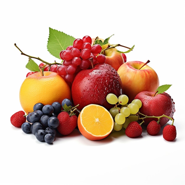 Assortiment de fruits exotiques dans le panier isolated on white