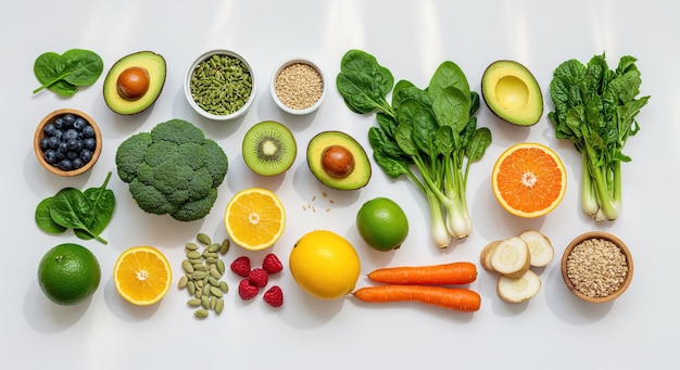 Assortiment de fruits et légumes frais et sains