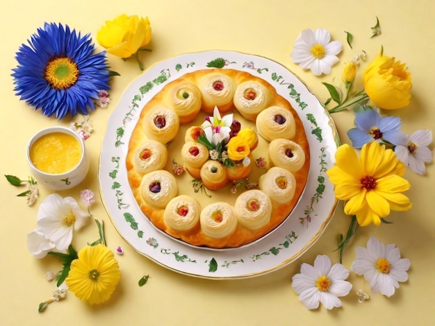 Assortiment Happy Nowruz, une assiette blanche garnie de beaucoup de pâtisserie AI Generated Image