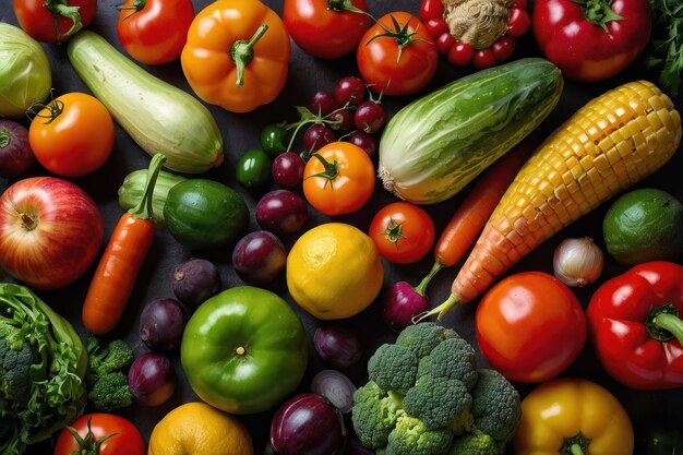 Photo un assortiment de légumes frais colorés