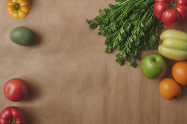 Assortiment de légumes frais sur fond de table en bois