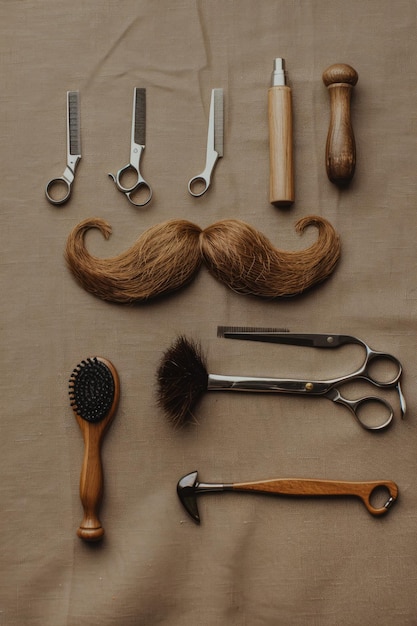 Photo assortiment d'outils de coiffure et de toilettage sur une table parfaite pour les concepts de beauté et de salon