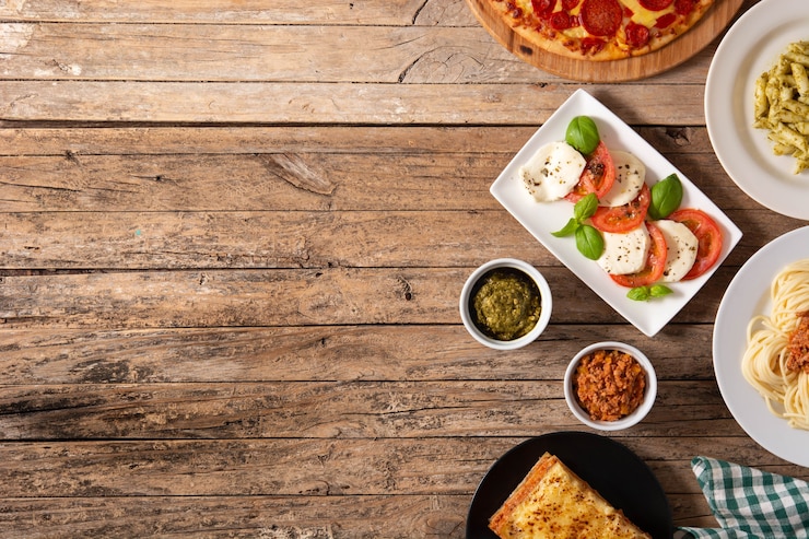 Photo assortiment de plats de pâtes italiennes