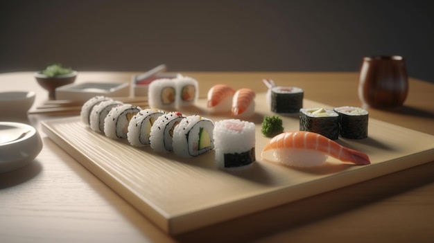 Assortiment de sushis sur la table du restaurant