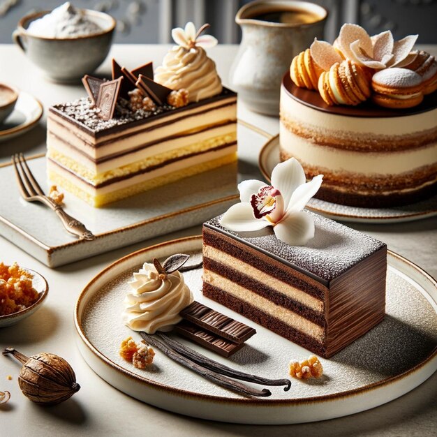 Photo assortiment de trois types de desserts différents