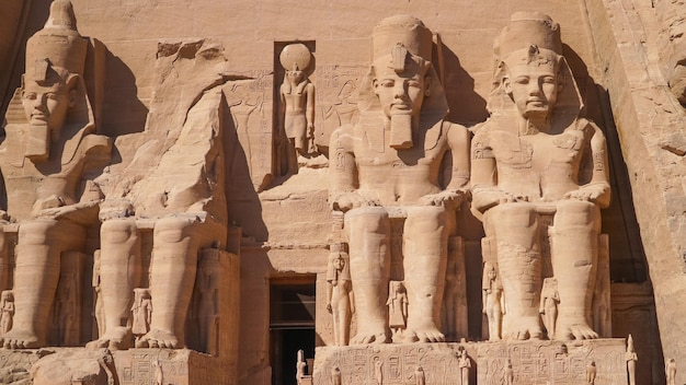 Assouan Egypte Grand Abou Simbel temple du pharaon Ramsès II dans le sud de l'Egypte en Nubie