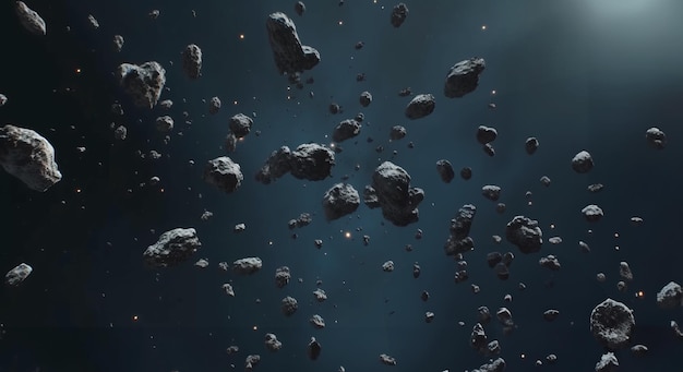 Des astéroïdes volant dans l'espace