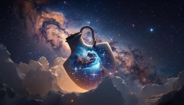 Astrologie dans l'espace Signe du zodiaque Verseau dans l'espace avec des nébuleuses et des étoiles Generative AI
