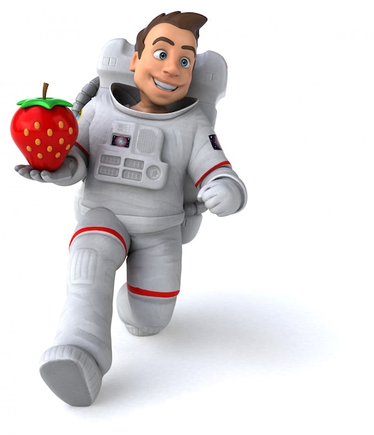 Astronaute amusant avec fraise