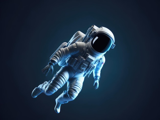 Astronaute astronaute mignon volant sur fond bleu ai génératif