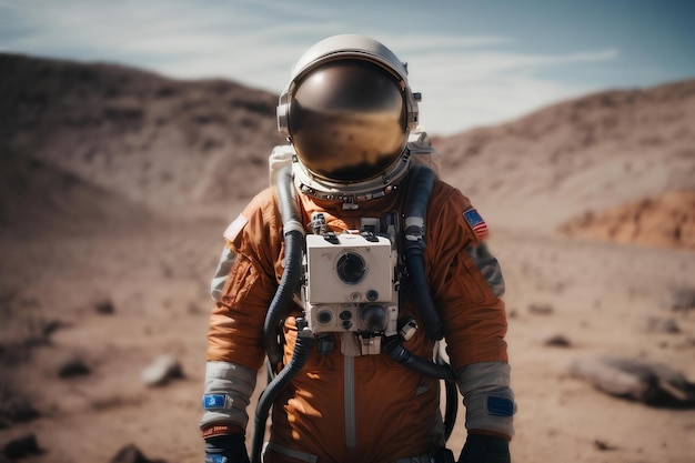 Astronaute astronaute sur le paysage spatial Concept d'exploration de l'espace et de l'univers