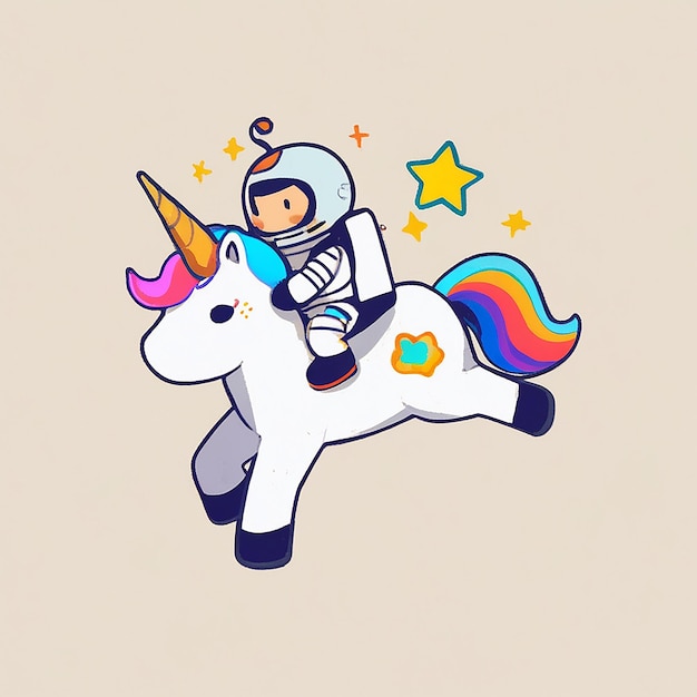 Photo astronaute à cheval sur une licorne icône vectorielle de dessin animé illustration science technologie icône concept vecteur premium isolé