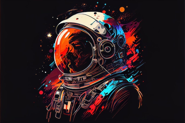 Astronaute en combinaison spatiale Belle illustration colorée Style vectoriel AI générative