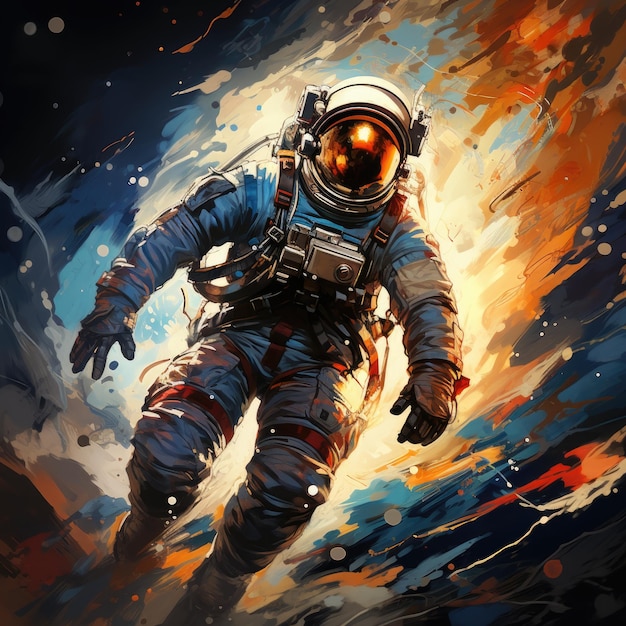 Astronaute dans l'abstraction de l'espace généré par ai