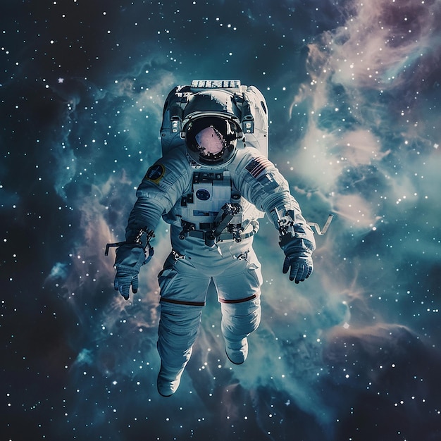 un astronaute dans une combinaison spatiale avec un astronaute sur le dos