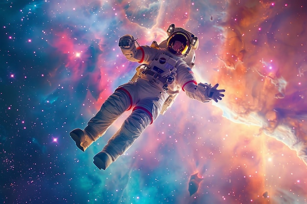 Un astronaute dans une combinaison spatiale flottant dans l'immensité de l'espace
