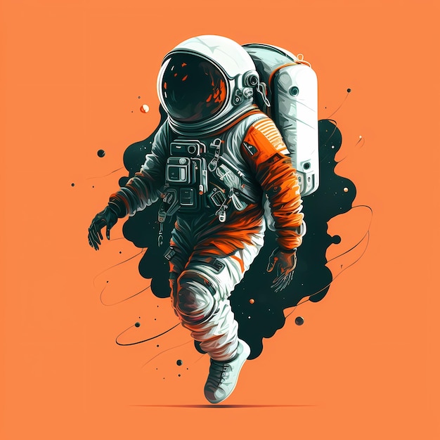 Astronaute dans l'espace coloré de fond de l'espace