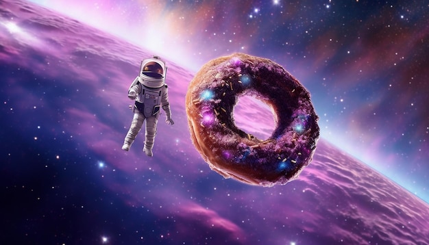 Astronaute dans l'espace Donut avec glaçure