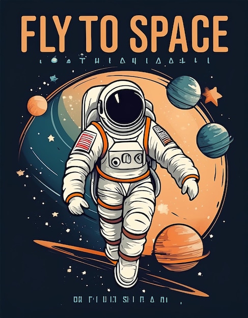 Un astronaute dans l'espace est en train de voler. Slogan vectoriel pour t-shirt.